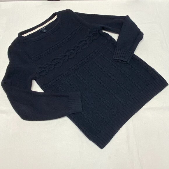Tommy Hilfiger Scoop Neck Pull Over Cable & Rib Knit Sweater Navy Blue Kids L - Picture 8 of 12
